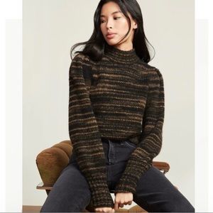 NWT Veronica Beard Alston Striped Sweater, Black Multi